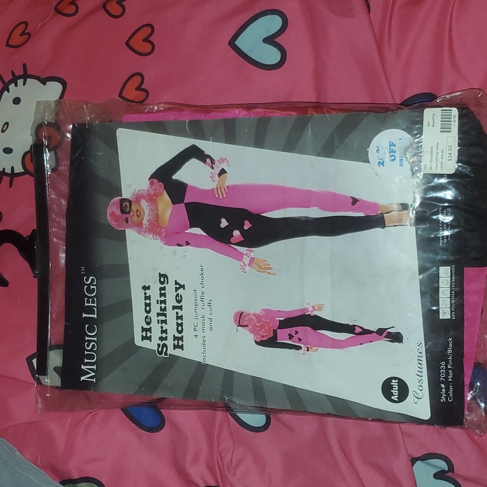 Black and pink harlequin costume